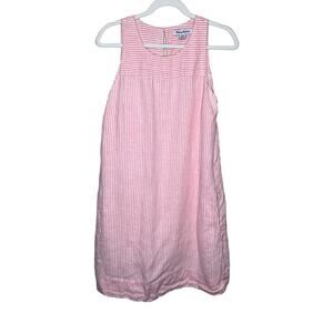 Tommy Bahama Linen Sleeveless fully lined Shift Dress Striped Pink size small